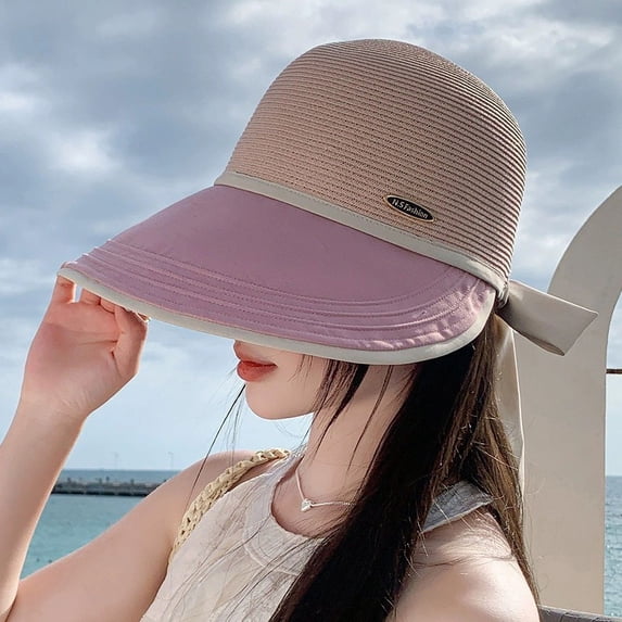 SikaFu The New Anti -Ultraviolet Ou Genfish Fisherman Hat Girl Summer Outdoor Bow Sunscreen Sunscreen Hat Beach Hat