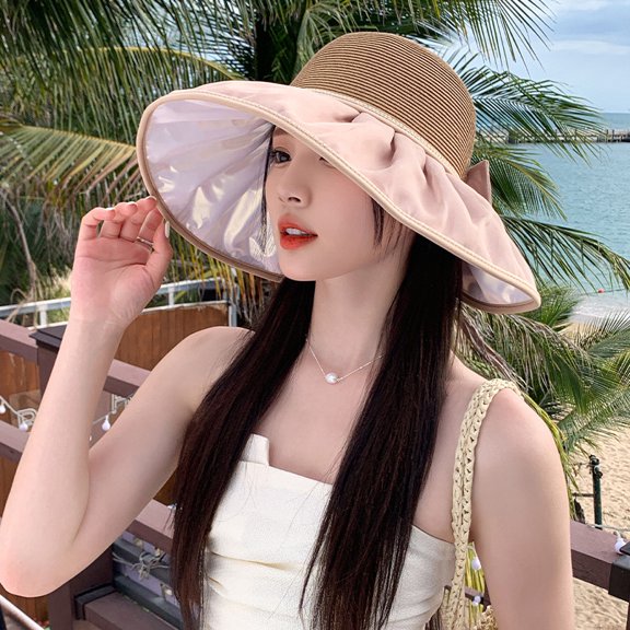 SikaFu The New Anti -Ultraviolet Ou Genfish Fisherman Hat Girl Summer Outdoor Bow Sunscreen Sunscreen Hat Beach Hat