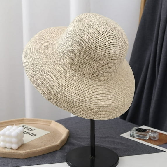 SikaFu The Winter Retro French Hepburn Hep Ben Wind Hat Black Hat Big Hat Garbolt Girl Summer Summer Smooth Hat Sea Beach Sun Sun