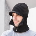 thumbnail image 1 of SikaFu Thick Warm Winter Hat Glove Set Men Riding Earflap Cap Male Knitted Hat with Scarf Men PCS Fleece Lined Winter Accessory, 1 of 6