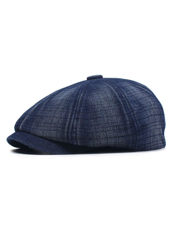 Thickened Velvet Inside Warm Berets Men And Women In Autumn And Winter Pure Cotton Duck Tongue Caps Fashion Plaid Water Washing 8 Hats