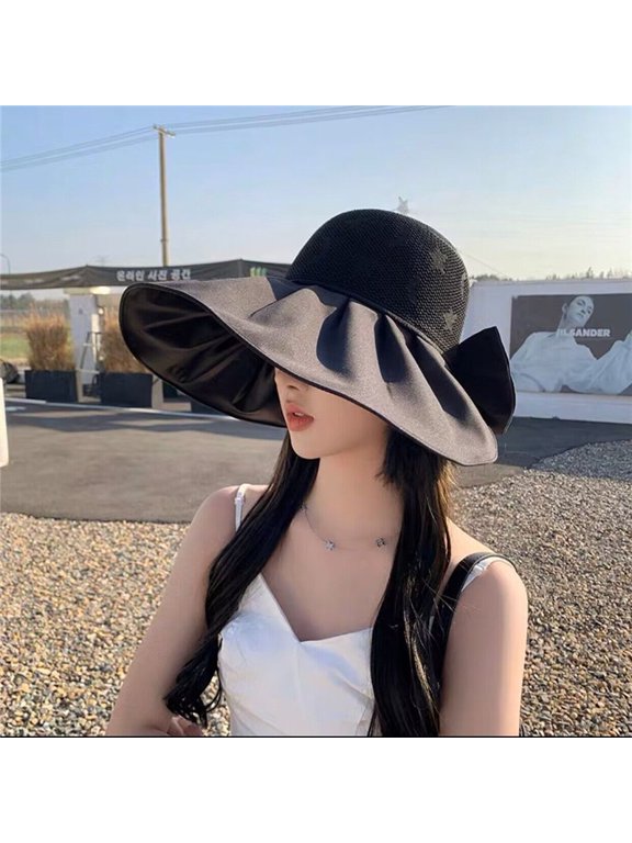 UV Resistant Black Rubber Fisherman Hat With Enlarged And Widened Brim, Sun Protection Hat For Summer Outings, Casual Sun Protection Hat