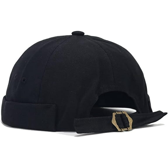 SikaFu Unisex Casual Beanie Cap Rolled Cuff Cotton Brimless Hat Adjustable Buckle