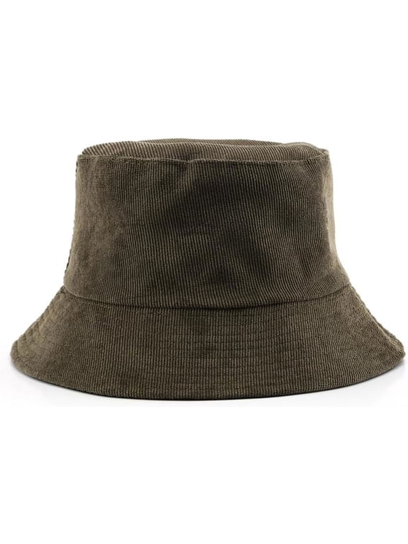 Unisex Corduroy Fishermen Bucket Hat Solid Casual Outdoor Hiking Traveling Cap