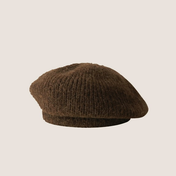 SikaFu Versatile Bud Hat Trendy Girl's Birthday Series Simple Solid Color Beret Fashionable And Elegant Mohair Knitted Artist Hat
