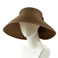 thumbnail image 1 of SikaFu Version Can Be Folded Straw Hat Lady Bow Hat Hats In Summer Empty -Top Cover Caps Can Roll On Beach Hat Large Brim Of Solid Color, 1 of 9