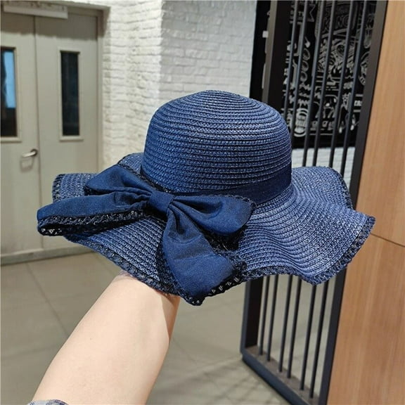 SikaFu Version Of Fashionable Bow Shaped Large Brimmed Hats For Women, Wave Edge Sun Protection Hats, Outdoor Beach Hats, Sun Protection Hats