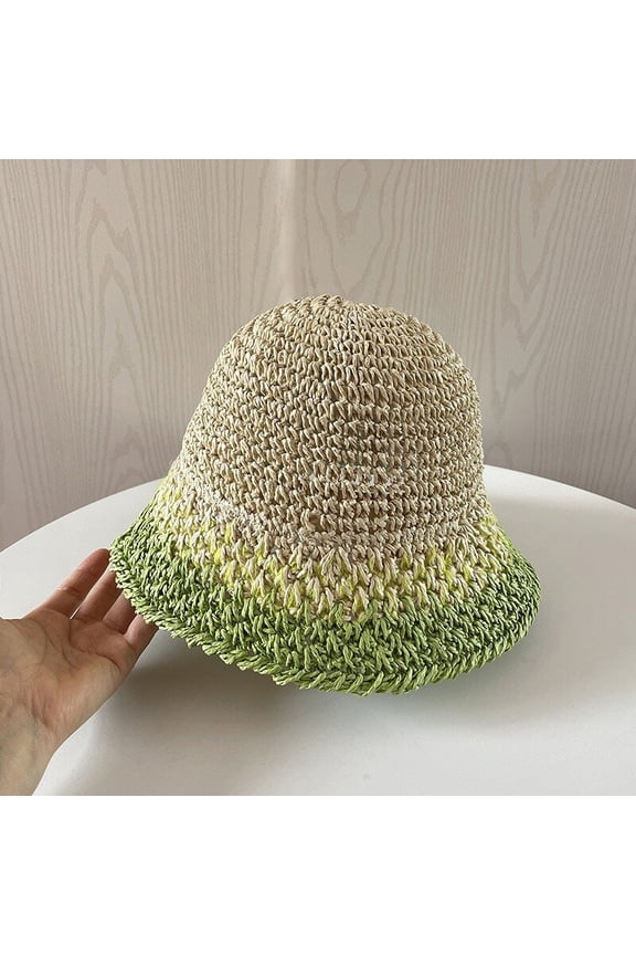 Version Of Handmade Woven Gradient Big Eaves Straw Hat Female Summer Travel Sun Sunscreen Can Fold The Solar Hat Tide