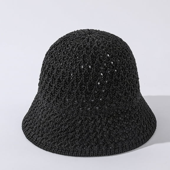 SikaFu Version Of Hollow Knitted Small Edge Fisherman Hat Female Summer Thin Air -Breathable Basin Fashion Versatile Small Eaves Shade Hat
