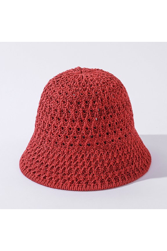 Version Of Hollow Knitted Small Edge Fisherman Hat Female Summer Thin Air -Breathable Basin Fashion Versatile Small Eaves Shade Hat