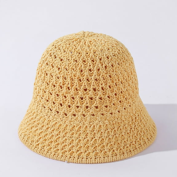 SikaFu Version Of Hollow Knitted Small Edge Fisherman Hat Female Summer Thin Air -Breathable Basin Fashion Versatile Small Eaves Shade Hat