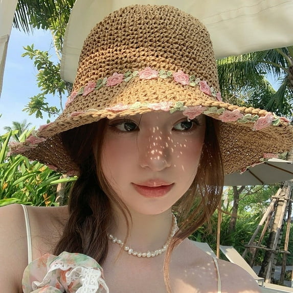 SikaFu Version Of Lace Bow, Big Hat, Brima, Female Summer Breathable Sunscreen Sunscreen Sand Hat Sweet Fisherman Hat