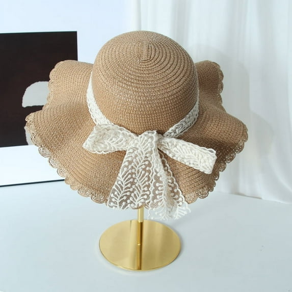 SikaFu Version Of Lace Bow, Big Hat, Brima, Female Summer Breathable Sunscreen Sunscreen Sand Hat Sweet Fisherman Hat