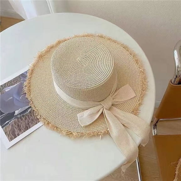 SikaFu Version Of Lace Bow, Big Hat, Brima, Female Summer Breathable Sunscreen Sunscreen Sand Hat Sweet Fisherman Hat