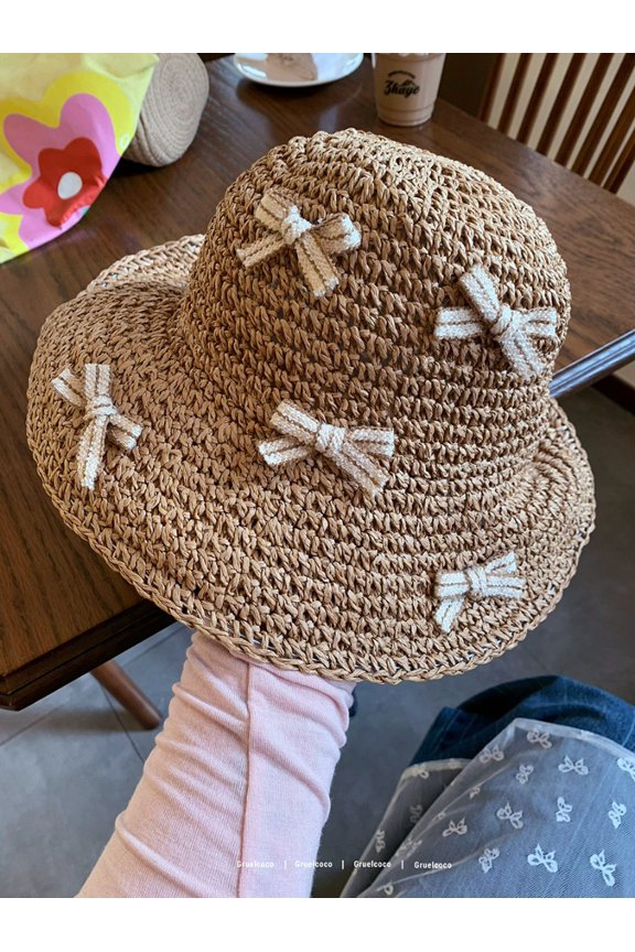 Version Of Sunshaded Straw Hat Female Sweet Bow Fisherman Hat Straw Hat Seaside Vacation Sunscreen Sun Hat
