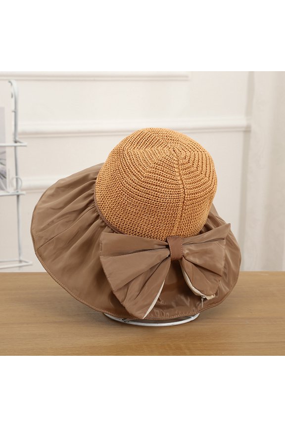 Version Of The Dome Vinyl Bottom Shading Hat New Sun Hat Female Splicing Fisherman Hat Pocket Bow Hat