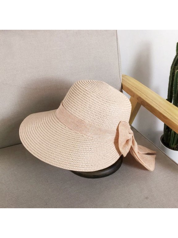 Version Of The Spring And Summer Ladies Sunbats, Split Bows, Wide -Eave Fisherman Hat Temperament Out Of The Beach Basin Hat