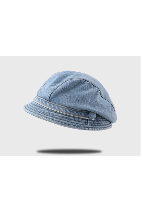 Version Of Personalized Trendy Products, Fashionable British Short Brimmed Denim Hats, Women's Spring, Summer, Autumn Shopping, Showing Face, Small Beret Hat Trend