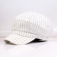 thumbnail image 1 of SikaFu Vintage Unisex Striped Cabbie Newsboy Cap Classic Octagonal Women Beret Hat Artist Painter Men Beret Cap Black White Grey, 1 of 6