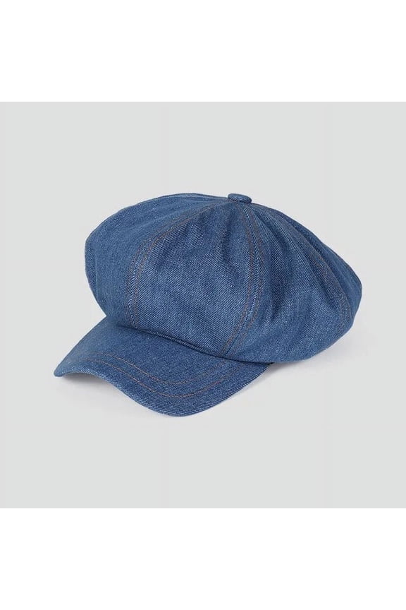 Vintage Women Denim Beret Octagonal Hats Classic Washed Cotton Newsboy Caps Beret Hat Flat Brim Female Spring Painter Berets Cap