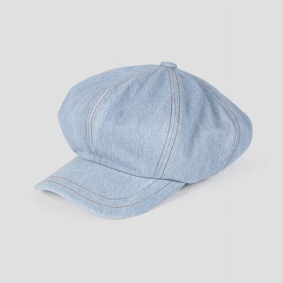 SikaFu Vintage Women Denim Beret Octagonal Hats Classic Washed Cotton Newsboy Caps Beret Hat Flat Brim Female Spring Painter Berets Cap