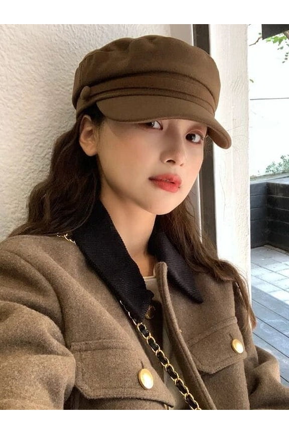 Vintage Wool Newsboy Cap For Women Classic Beanies Caps Flat Brim Woolen Berets Hat Female Winter Artist Painter Octagonal Hats