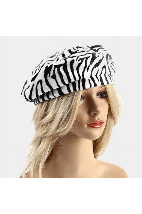 Warm Autumn and Winter Cotton Cow Pattern Buckle Beret Painter Hat Octagonal Hat Women and Girl 12