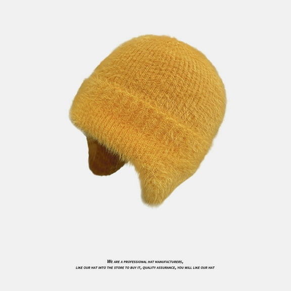 SikaFu Warm -Keeping Ear -Protecting Hooded Woman In Winter Versatile And Thick Plush Knitted Hat -Proof Solid Color Woolen Hat Men