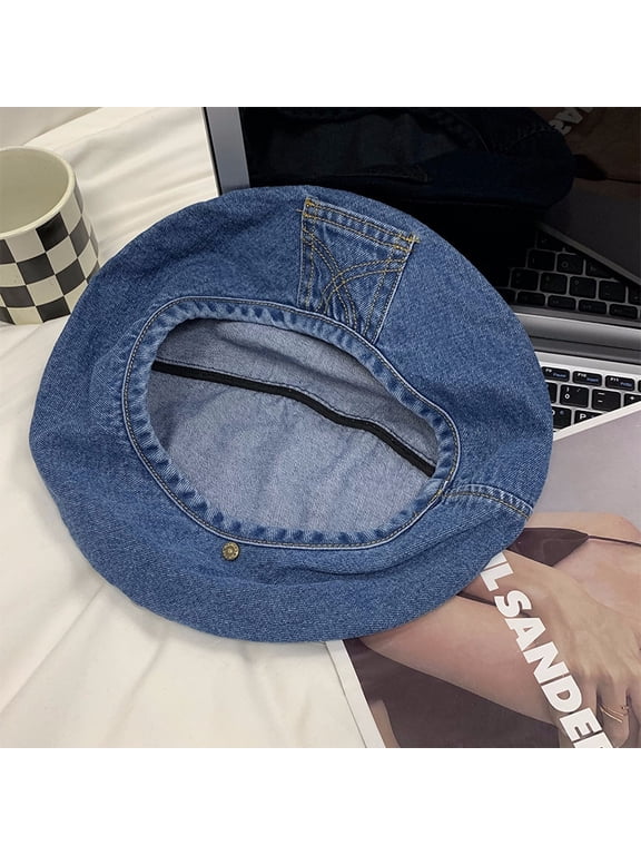 Washed Denim Beret For Women, Summer , Retro Appearance, Small Bud Painter Hat, Japanese Versatile Big Headband Hat