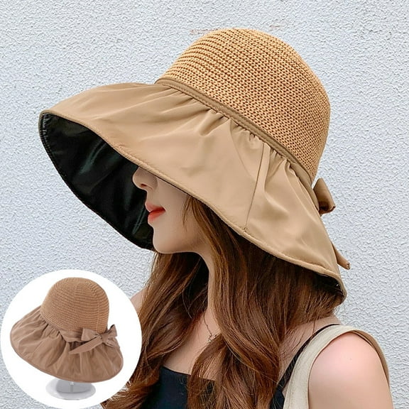 SikaFu Wild Summer Version Of The Ladies Vinyl Sun Hat, Big Brim, Cover Face, Fashion Grass, Sunscreen Fisherman Hat