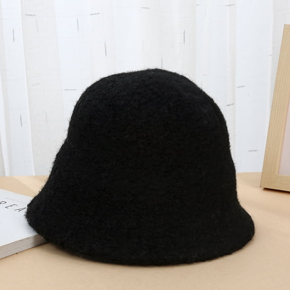 SikaFu Winter Fashion Wool Blending Bucket Hat Female Minimalist Warming Ear Caregivers Fisherman Hat Outdoor Airplane Cap