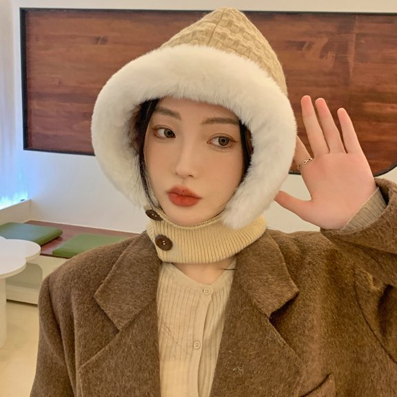 SikaFu Winter Hat Plus Velvet Warm Hat Female Cycling Windproof And Ear Protective Ear Protective Neck Hat Cap