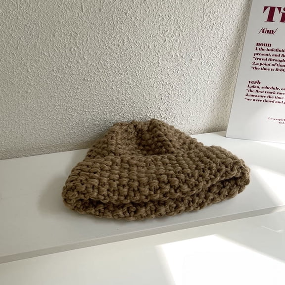 SikaFu Coarse Knit Pineapple Patterned Woolen Hat Ins, Versatile In Winter, Big Head Circumference, Klein Blue Hat, Trendy And Small Face For Women