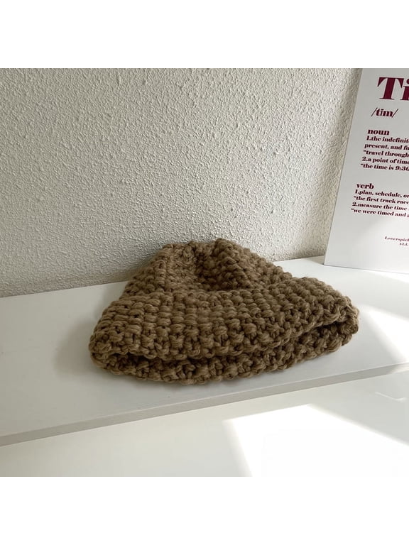 Coarse Knit Pineapple Patterned Woolen Hat Ins, Versatile In Winter, Big Head Circumference, Klein Blue Hat, Trendy And Small Face For Women