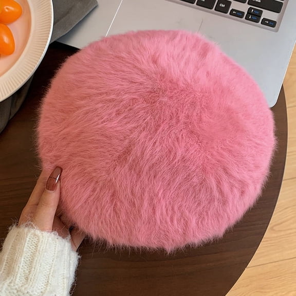 SikaFu The Winter White Rabbit Hair Bayle Girl Autumn And Winter Korean Version Of The Face, A Small Plush Beiti Painter Hat, Japanese Big Head Circumference
