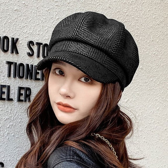 SikaFu Women Berets Fashion Striped Octagonal Newsboy Cap Vintage Artist Painter Beret Hat Female Autumn Winter Hat Beret Cap
