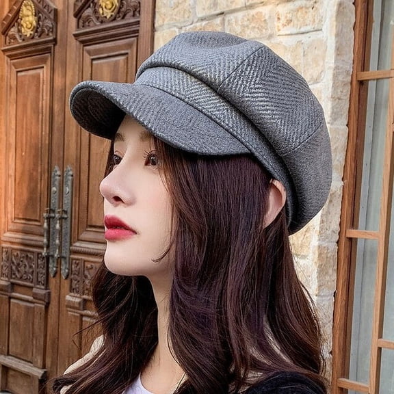 SikaFu Women Berets Fashion Striped Octagonal Newsboy Cap Vintage Artist Painter Beret Hat Female Autumn Winter Hat Beret Cap