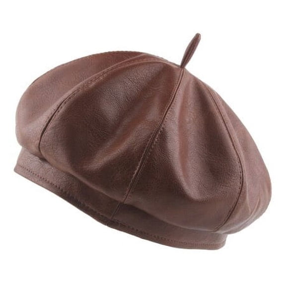 SikaFu Women Berets Vintage PU Leather Beret Hat Female Soft Leather Autumn Winter Hat Retro Artist Painter Hat Octagonal Berets
