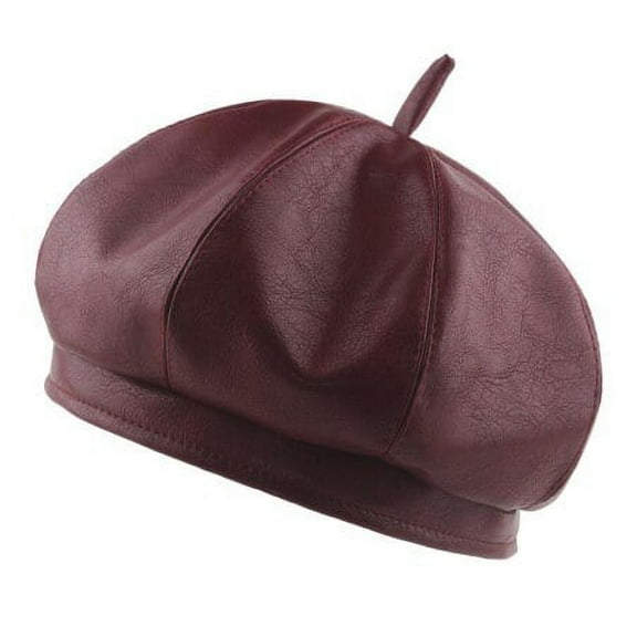 SikaFu Women Berets Vintage PU Leather Beret Hat Female Soft Leather Autumn Winter Hat Retro Artist Painter Hat Octagonal Berets