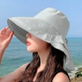 thumbnail image 1 of SikaFu Women Bow-knot Ligweig Bucket Hats Fashion Hidden Ponytail Hole Big Brim Hat Anti-UV Sun Hats Beach Neck Guard Fisherman Hat, 1 of 6