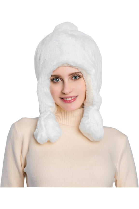 Women Fleece Russian Ushanka Trapper Pilot Aviator Cap Winter Windproof Ski Hat