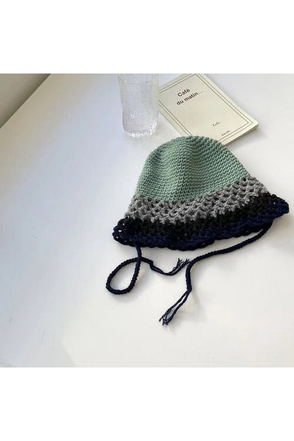 Women Girl Hollow Knitted Hat Handmade Crochet Basin Hat Spring Summer Sunscreen Sun Gorra Female