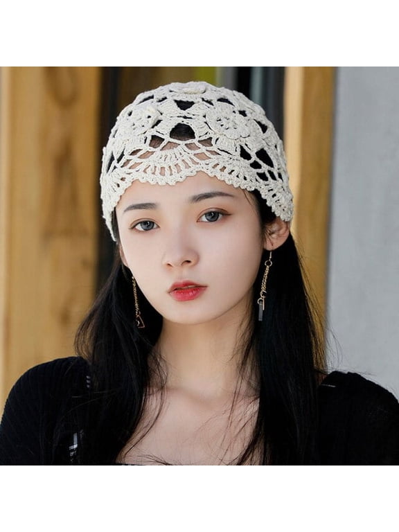 Women Hat New Fashion Crochet Hats for Women Vintage Knitted Lace Spring Summer Beanie Hat Female Skullies Beanies
