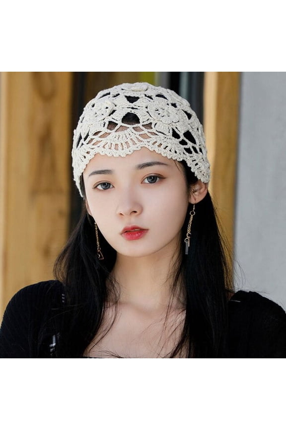 Women Hat New Fashion Crochet Hats for Women Vintage Knitted Lace Spring Summer Beanie Hat Female Skullies Beanies