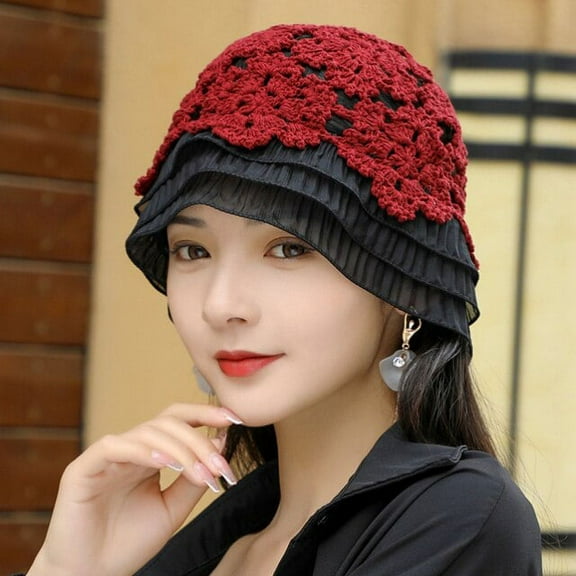 SikaFu Women Hat New Fashion Knitted Flower Bucket Hat Ladies Spring Summer Hat Female Packable Bucket Cap Hats for Women