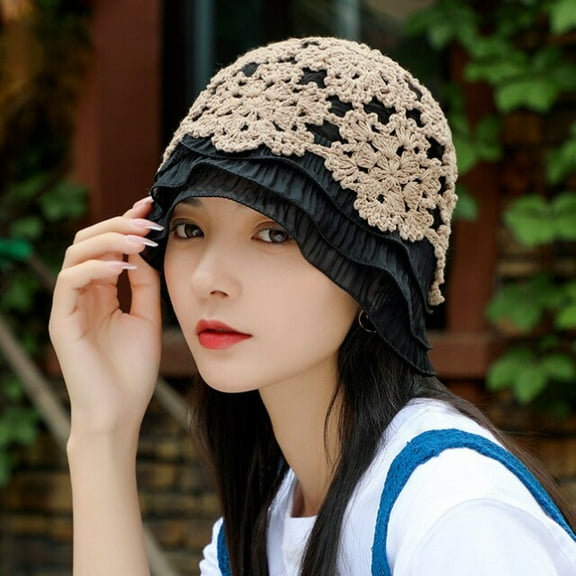 SikaFu Women Hat New Fashion Knitted Flower Bucket Hat Ladies Spring Summer Hat Female Packable Bucket Cap Hats for Women