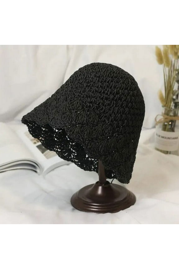 Women Knitted Fisherman Hat Handmade Bucket Hat Spring and Autumn Straw Hat Sunscreen Panama Caps Sombreros De Mujer Gorra