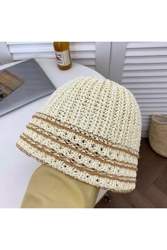 Women New Hand-woven Straw Hat Summer Seaside Sunshade Sunscreen Bucket Hats Breathable Bell-shaped Basin Cap шапка