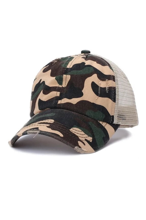 Women Ponytail High Messy Bun Hats Fashion Distressed Baseball Caps Unconstructed Washed Dad Hat Girls Trucker Pony caps