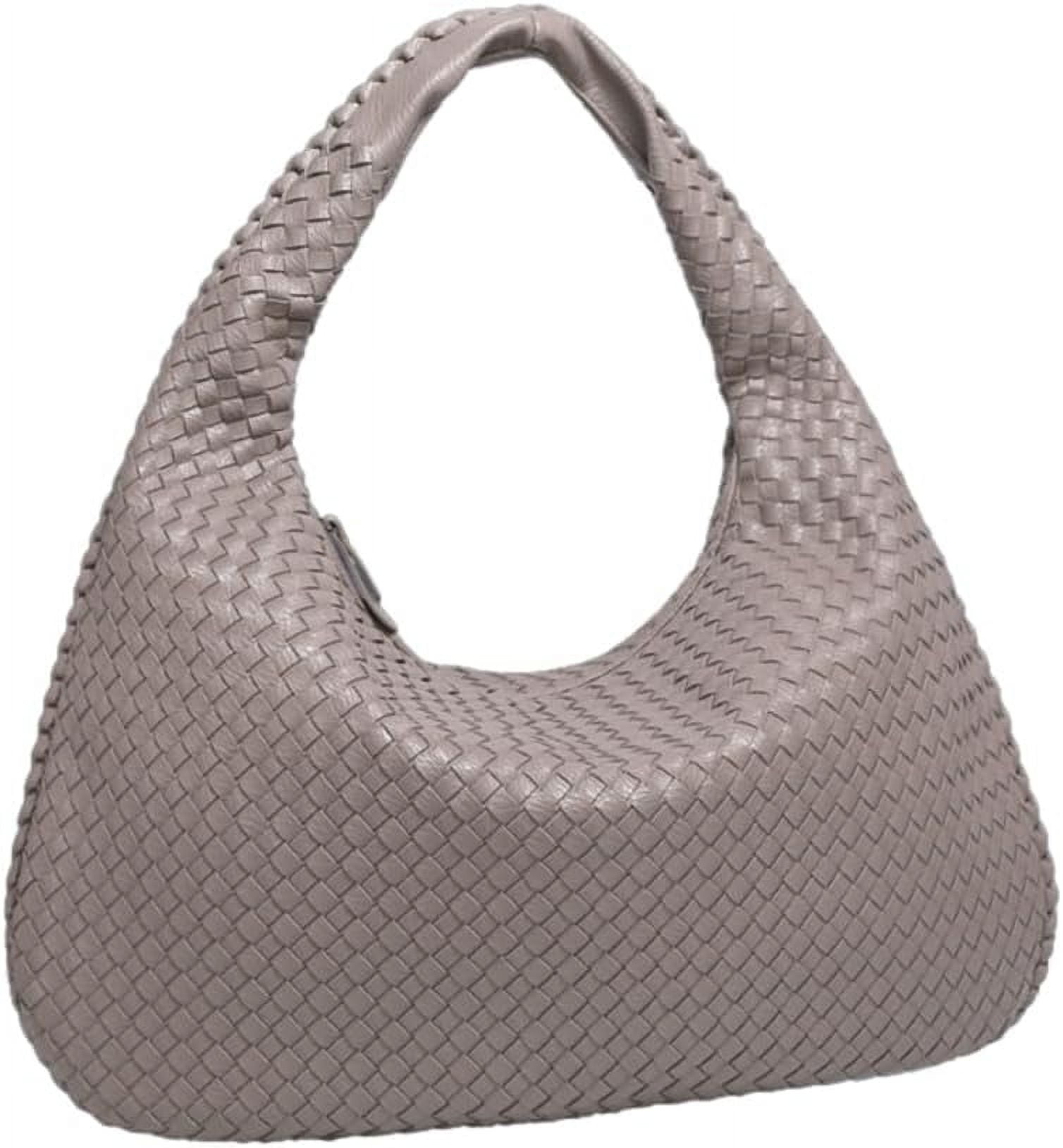 SikaFu Women Woven Vegan Leather Handbag Retro Top-handle Shoulder Bag Handmade Tote Bag Dumpling Purse Hobo Bag